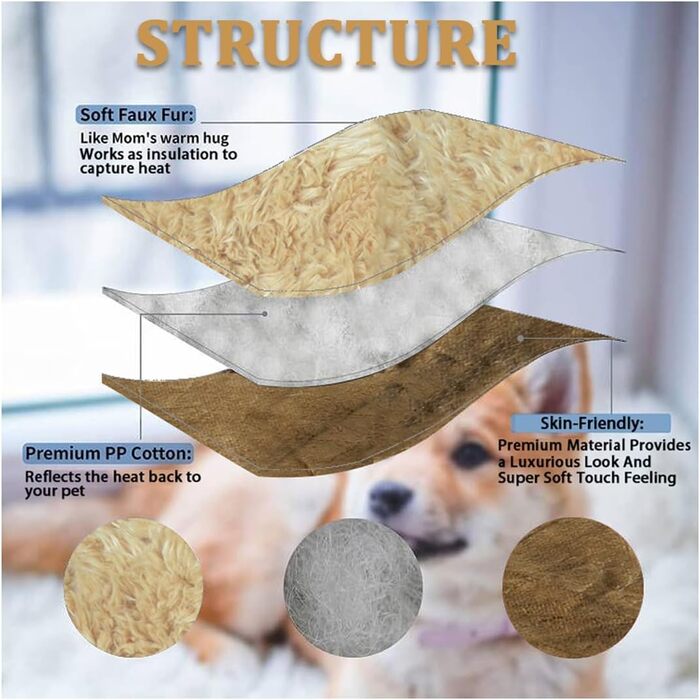 Килимок для собак у подорожі, м'яке складне ліжко для собак, килимок для переноски, плюшевий коврик для собак і котів, 70 x 50 см, коричневий