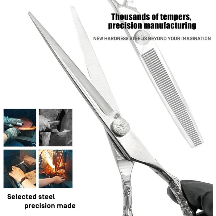 Професійна ножиця для грумінгу собак 7,5 дюймів: набір ножиць для догляду за собаками (вигнуті, прямі, розріджувальні)