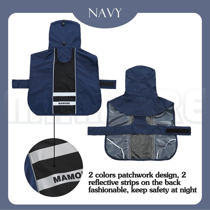 Водонепроникний дощовик для собак, регульований, дихаючий, з отвором для шлейки, жовтого та білого кольору (XXXL) та темно-синього та чорного (XL)