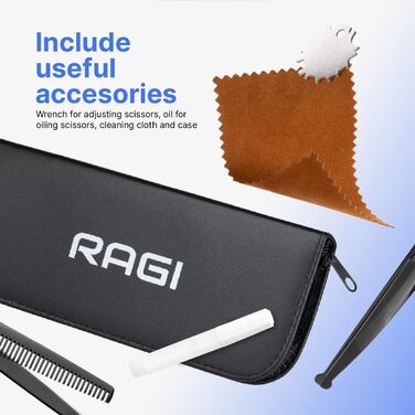 Набір професійних ножиць для собак RAGI - 4 шт. - ножиці для стрижки собак, вигнуті - ножиці для собак з круглим кінчиком - для собак та котів - чорного кольору