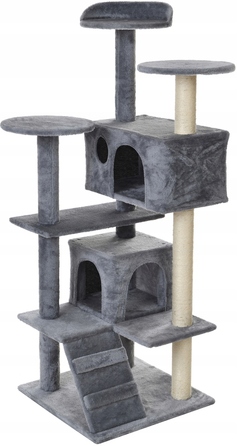 Високий котячий комплекс-драпак Funfit, сірий, 101-160 см, 7 рівнів, сизаль