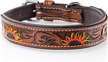 Стильне шкіряне нашийник для собак Джек Рассел від Unikat: ручна робота, з м'якою підкладкою. Нашийник з натуральної шкіри буйвола, для собак середніх порід. Розмір L (40-49,5 см)