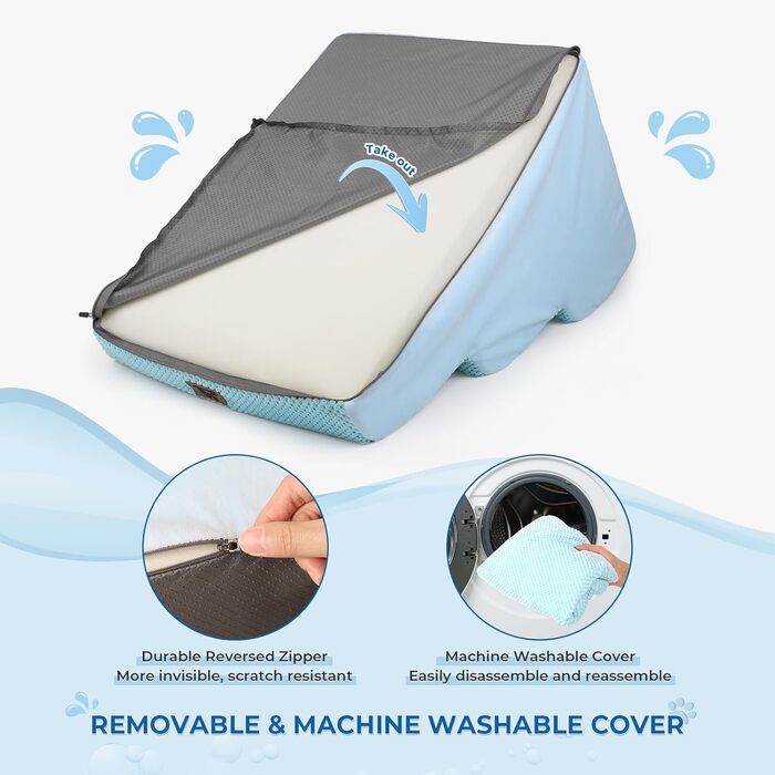 Сходинка для собак маленьких порід, 3 сходинки, 40 см, для дому, антиковзка, для котів та собак, сіра (блакитна)