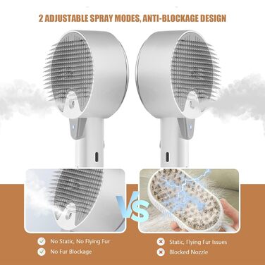 Парова щітка для котів 4-в-1 Katzenbürste: масаж, догляд та видалення шерсті. Біла (сіра+біла)