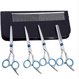 Набір для догляду за собаками CLQ: 4 ножиці з нержавіючої сталі для довгого та короткого волосся