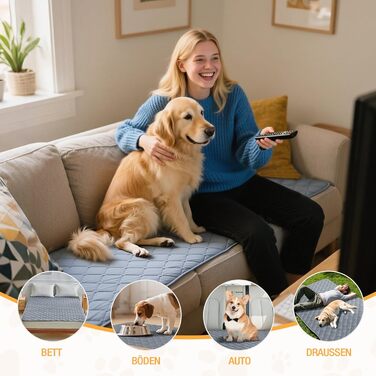 Водонепроникний килимок для собак Lekereise 157x208 см - 100% поглинаючий та захист від протікання, м'який, неслизький. Захист диванів, ліжок та авто. Килимок для собак та котів (сірий, 70 x 175 см).