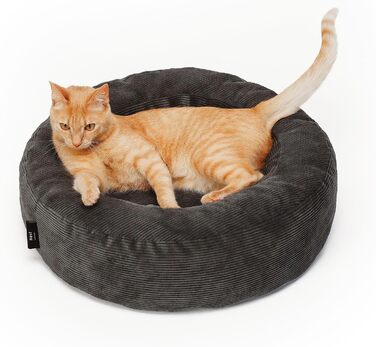 LucyBalu® Квіткове ліжко для котів - м'яке, зручне, для маленьких та великих котів | Ліжко-гніздечко для котів | Зручне ліжко для котів | (Антрацит)