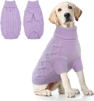 Пуловер для собак великих порід - теплий в'язаний пуловер з отвором для шлейки, зимовий пуловер для собак (Lila XXL) XXL (Обхват грудей 70см, довжина спини 52см)
