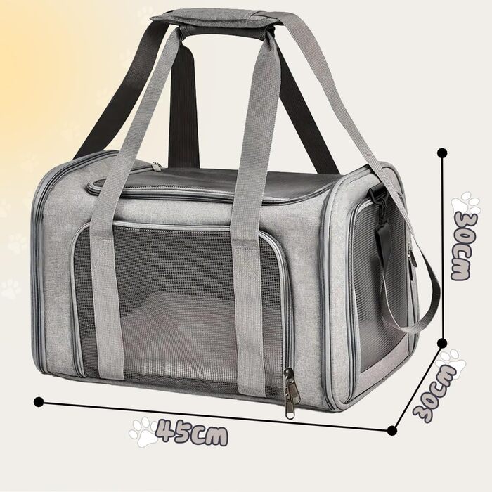 Транспортна сумка для кота APKOL, до 5 кг, сіра. Складана переноска для котів та маленьких собак з плечовим ременем