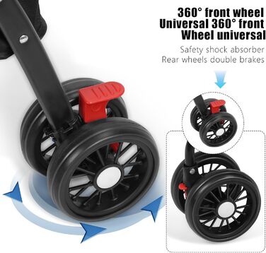 Візок для тварин для маленьких собак та котів, складаний, сірий, з поворотними колесами та регульованим капюшоном