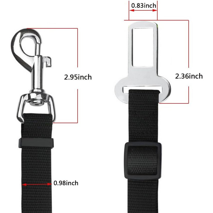 Автомобільний поводок для собак та котів, набір 2 шт., чорний+темно-синій, нейлон