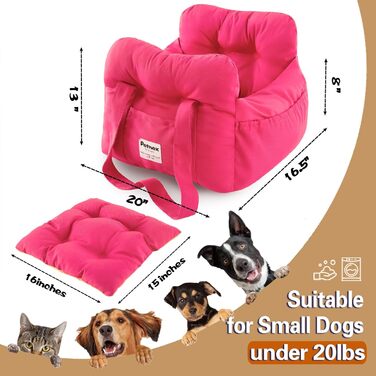 Автокрісло для собак маленьких порід, переноска для цуценят, зручне встановлення, стильна сумка для тварин з великою кишенею, автосидіння для собак, яке можна прати в машині (Рожевий)