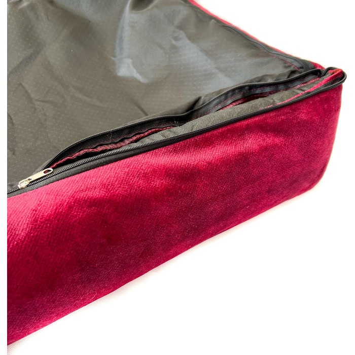 Собаче ліжко з велюру, миється, з високими бортиками – для маленьких та великих собак (M (80x50x18 см), Колір: Вишня)