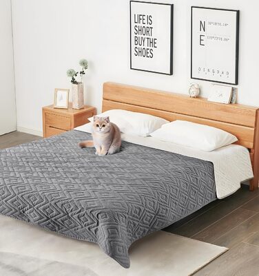 Водонепроникний килимок для собак, антиковзкий та пральний, ковдра для собак та котів, захист дивану від шерсті та подряпин, ідеально підходить для дивану, ліжка, автокрісла (Сірий, 127x152см) (210x210см)