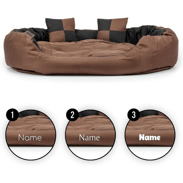 Крісло-ліжко для собак та котів Lionto 4-в-1 з поворотним подушкою, 85x70 см, міцний оксфорд, водонепроникне, з глибоким входом, з декоративною подушкою (чорний/коричневий)