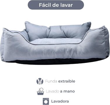 Benetton Hundebett для середніх собак, сірий, 90 см, ергономічне, з поліестеру, придатне для прання