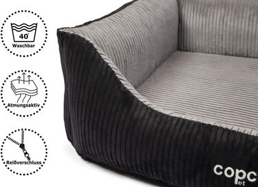 Ортопедичне собаче ліжко CopcoPet з м'якої тканини, легко миється - для великих собак, з неслизьким дном - захищає суглоби, кошик для собак XXL, чорний/сірий, 110 x 90 см