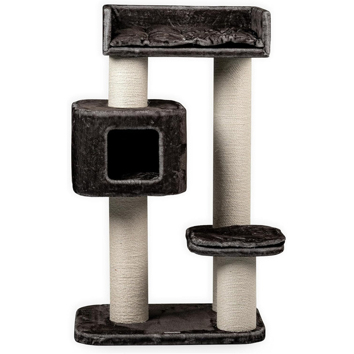 Котячий комплекс RHRQuality Devon Rex 120 см для великих котів, товсті стовпи 15 см, із сизалю, ігровий будиночок, колір тауп