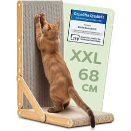 Кігтеточка для котів Knupis велика 68 см - міцна картонна кігтеточка для догляду за кігтями - до 2 років використання - легка збірка - поворотне L-подібне виконання - захист дивану та стін