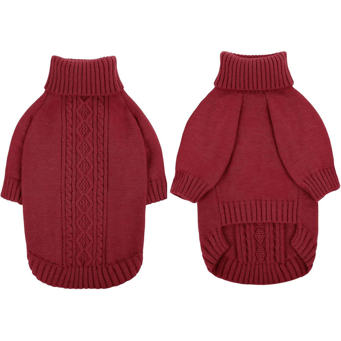 Теплий в'язаний пуловер для собак з коміром-горловиною. Підходить для маленьких, середніх собак, цуценят та котів. Колір: червоний