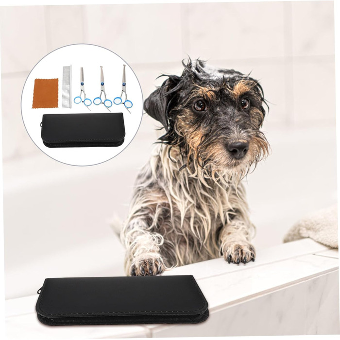 Набір професійних ножиць для грумінгу собак та котів. Зручні ножиці з вигнутими та прямими лезами. Зі сталі, з кейсом.