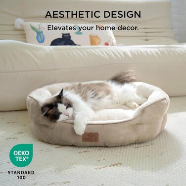 Кішечка ліжко BEDSURE для котів та маленьких собак, 51x48x15 см, з двостороннім внутрішнім подушкою, миється