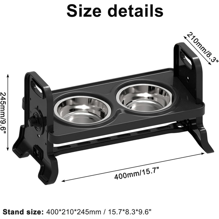 Підвищена годівниця для собак Felenny, регульована висота, 4 рівні, без розливання, повільний диспенсер води для собак та котів