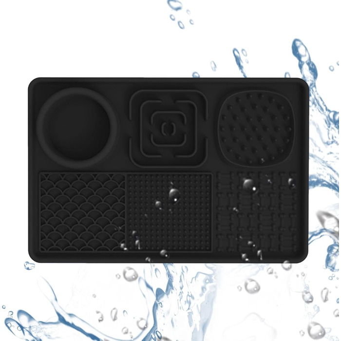 Килимок для собак і котів з силікону з присосками, антипригарний, для ласощів та ігор (Чорний)
