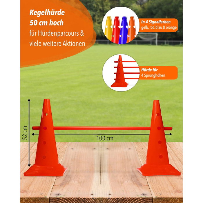 Набір перешкод для аджиліті Sportikel24 (4 шт.) – 50 см, з штангами 100 см – для собак, коней, дітей – червоний