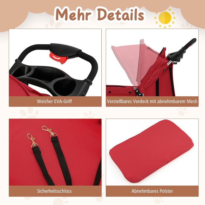 Візок для тварин GYMAX: складаний, до 15 кг, з кошиком, захистом від дощу та сіткою, для собак та котів