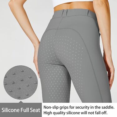 Легінси для верхової їзди WILLIT Daen з силіконовим покриттям, висока талія, кишеня на блискавці, сірі (M)