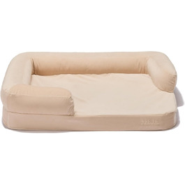 Ортопедичне ліжко для собак 'Kuschelbett' з піною з пам'яті, знімний та пральний чохол, високоякісний двошаровий матрац, водонепроникний захист матрацу, для собак усіх розмірів (S, Кремовий)