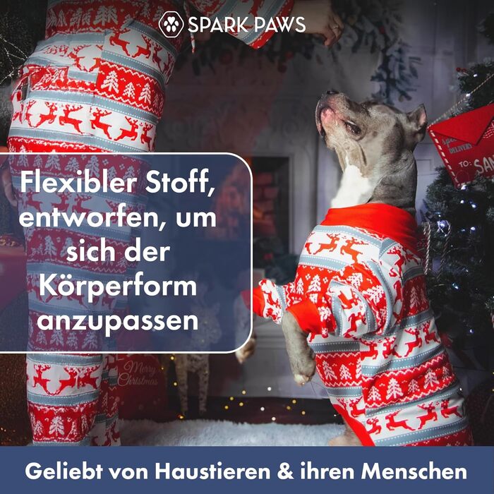 Піжама для собак Spark Paws Winter Wonderland, ультрам'яка, 4-стороння розтяжність, для малих, середніх та великих порід, 3XL (25-34 кг)