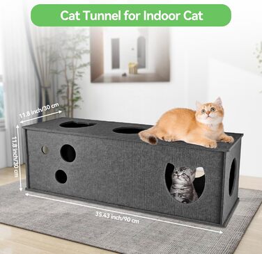 Тунель для котів Homegroove L-подібний, великий, з фільцу, інтерактивний, DIY, сірий