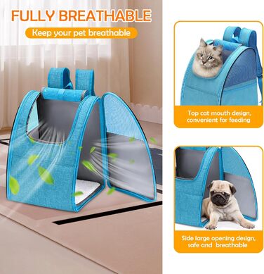 Рюкзак для тварин ALLSOPETS: складаний, для котів та собак, з дихаючою підкладкою. Ідеально для подорожей, прогулянок та хатніх потреб. Колір: блакитний