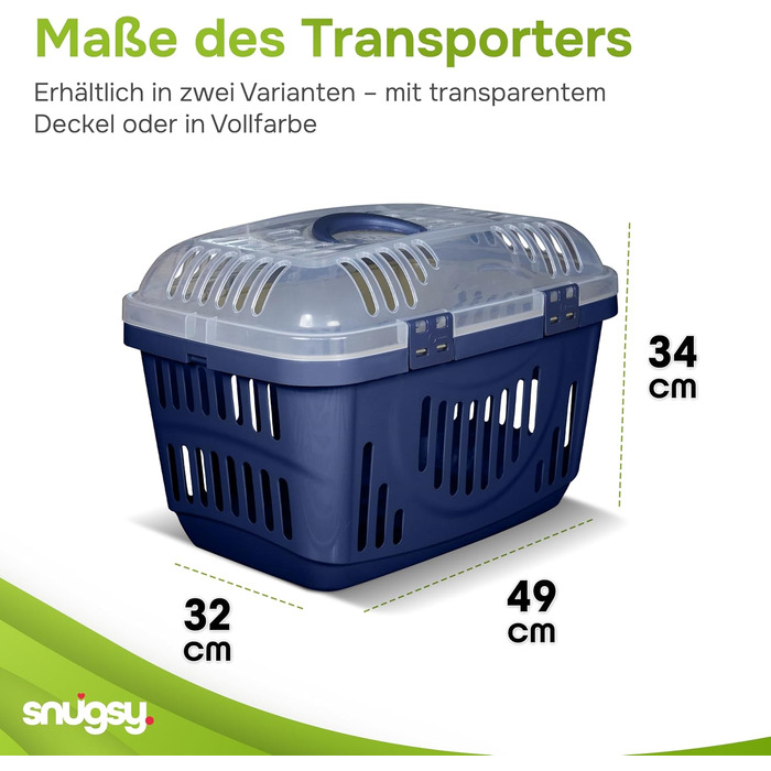 Транспортна переноска для кота Snugsy - автопереноска для кота, пластикова, сіра, 49x34x32 см