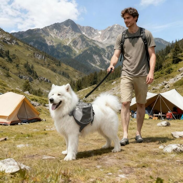 Рюкзак для собак великих порід з бічними кишенями, регульований, для подорожей, кемпінгу, міста та авто