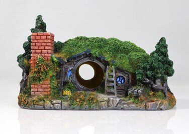 Декорація для акваріума Hobbit – будиночок-укриття для риб, акваріумний орнамент з прихованим отвором, ландшафтний декор, фон, декоративна коробка (маленька)