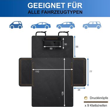 Водонепроникний килимок для собак у машину WhizProducts® – захист для заднього сидіння, фіксація, для подорожей та транспортування. Міцний килимок для заднього сидіння автомобіля (багажник)