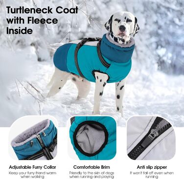 Теплий зимовий одяг для собак SUNFURA: водонепроникна куртка з інтегрованим шлейкою, флісова підкладка, для маленьких собак (чіхуахуа, мальтізер), XS, великий розмір, блакитний колір, модель Getaway Solids