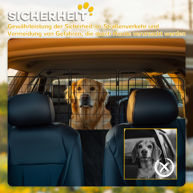 PawHut Dog Guard Car Універсальні ворота багажника регульовані 93-150 см зі сталі в чорному кольорі, роздільник для собак