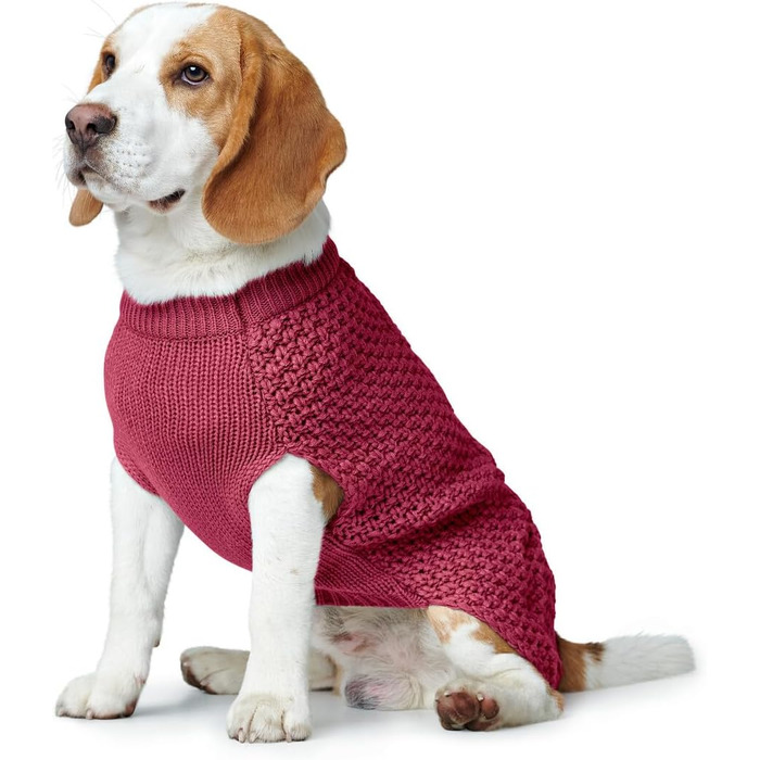 Теплий пуловер для собак HUNTER Malmö, бордовий, з в'язаним візерунком, для оптимальної посадки, з відбиваючими елементами, можна прати при 30°C, розмір 30