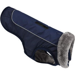 Водонепроникний теплий дощовик для собак з коміром з флісу, з отвором для шлейки, для маленьких, середніх та великих собак, колір: морський, розмір 2XL (Об'єм грудей 75-85 см)