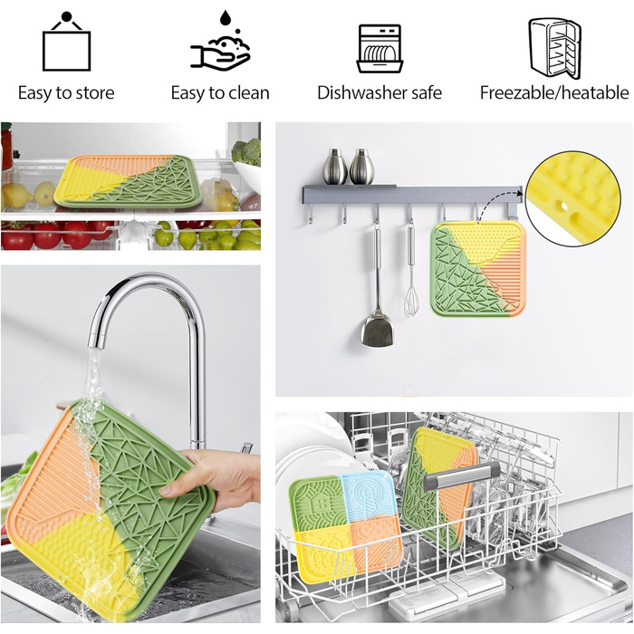 Силіконовий килимок для лизання собак та котів з присосками, багатокольоровий, для цуценят, уповільнює годування, знімає тривогу під час купання та тренувань