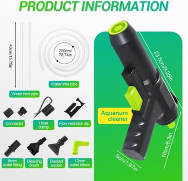 Набір для акваріума Ecoret-Pro 5 в 1: відсмоктувач мулу, чищення, фільтрація, видалення водоростей