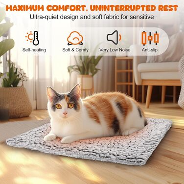 Самогріюча котяча ковдра 70 x 48 см: тепла та зручна підстилка для котів та собак, м'яка та неслизька, для дому та вулиці, можна прати