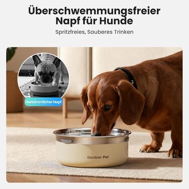 Нержавійна чаша для води для собак Gardner Pet, 2L, проти протікання, без розбризкування, для великих собак, для дому та вулиці