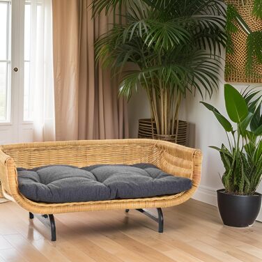 Ексклюзивний плетений лежак для собак/кішок з ротангу, великий (XL), з подушкою, Honey