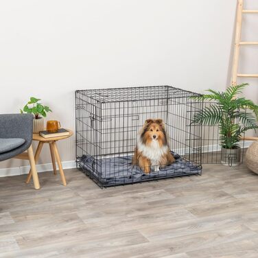 TRIXIE складана клітка для собак Home XL 116×86×77 см, металева транспортна переноска з 2 дверцятами та замками, чорна, для дому та подорожей