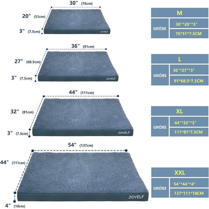 Килимок для собак Joyelf середнього розміру, 76 x 51 x 7.5 см, водонепроникний, знімний, для собак маленьких та середніх порід